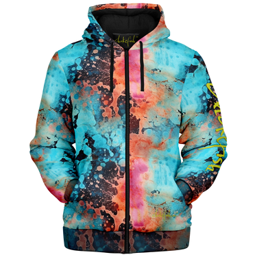 Chokefish™ Microfleece Zip-Up Hoodie Acid-Wash Colors-007B